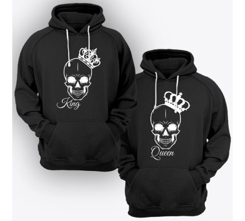 Парные толстовки с капюшоном для двоих "King/Queen"