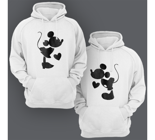Парные толстовки с капюшоном для двоих "Микки и Мини Маус"