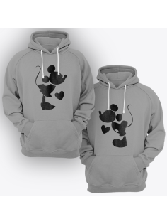 Парные толстовки с капюшоном для двоих "Микки и Мини Маус"