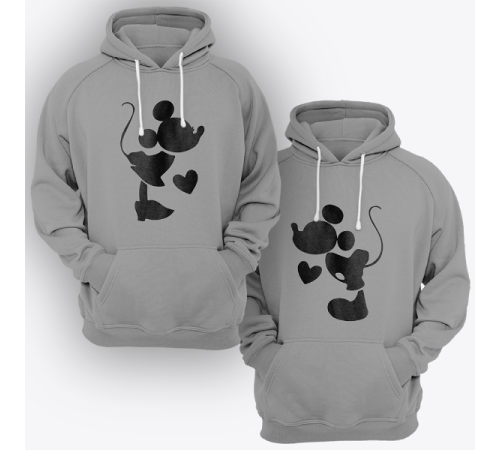 Парные толстовки с капюшоном для двоих "Микки и Мини Маус"
