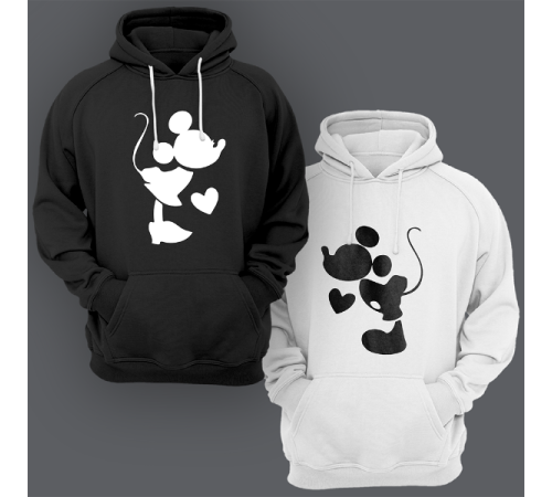Парные толстовки с капюшоном для двоих "Микки и Мини Маус"