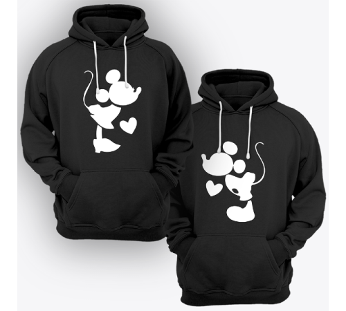 Парные толстовки с капюшоном для двоих "Микки и Мини Маус"
