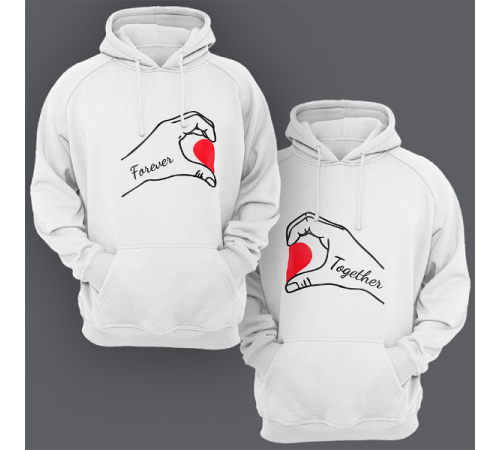 Парные толстовки с капюшоном для двоих "Forever together"