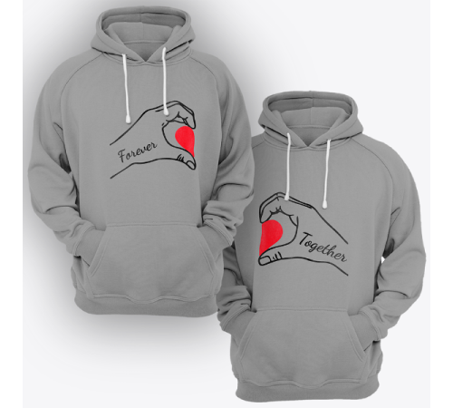 Парные толстовки с капюшоном для двоих "Forever together"