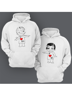 Парные толстовки с капюшоном для двоих "Я ❤️ его" / "Я ❤️ её"