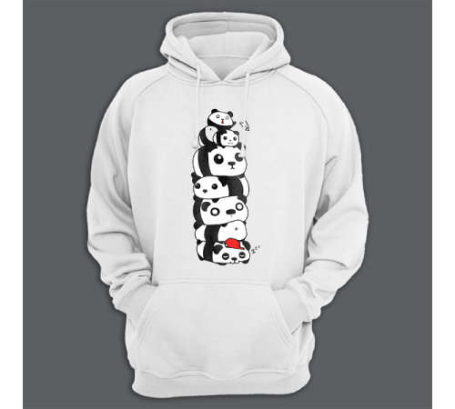 Толстовка с капюшоном с принтом "Большая куча из панд"