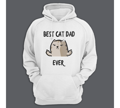 Толстовка с капюшоном с принтом "Best cat dad ever"