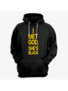 Толстовка с капюшоном с принтом "I met god, she's black"