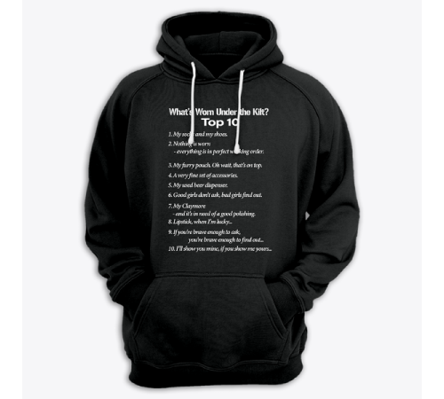Толстовка с капюшоном с принтом "What's Worn under the Kilt?"