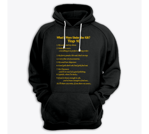 Толстовка с капюшоном с принтом "What's Worn under the Kilt?"