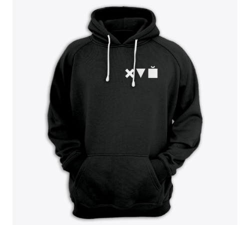 Толстовка с капюшоном с маленьким принтом "Икс Треугольник Куб"