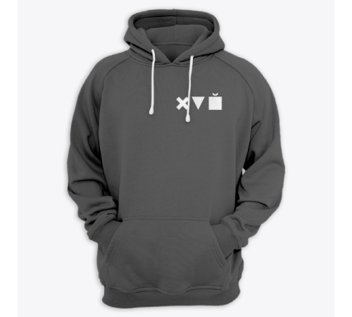 Толстовка с капюшоном с маленьким принтом "Икс Треугольник Куб"