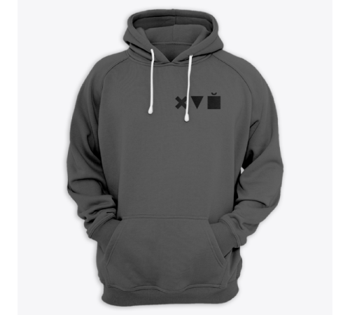 Толстовка с капюшоном с маленьким принтом "Икс Треугольник Куб"