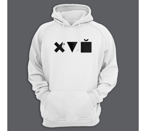 Толстовка с капюшоном с принтом "Икс Треугольник Куб"