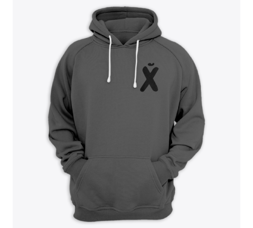 Толстовка с капюшоном с маленьким принтом "буква Х*Й"