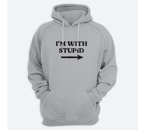 Толстовка с капюшоном с принтом "I'm with stupid"