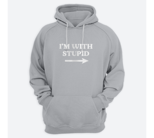 Толстовка с капюшоном с принтом "I'm with stupid"