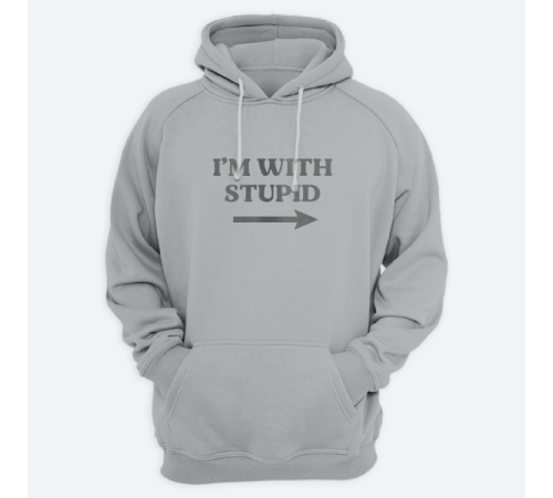 Толстовка с капюшоном с принтом "I'm with stupid"