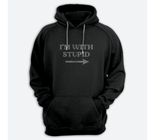 Толстовка с капюшоном с принтом "I'm with stupid"