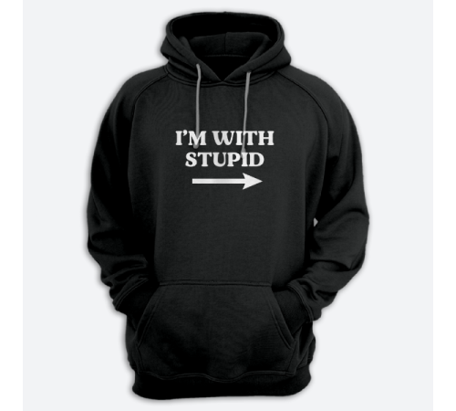 Толстовка с капюшоном с принтом "I'm with stupid"