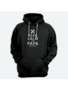 Толстовка с капюшоном для папы с принтом "Keep calm and papa will fix it"