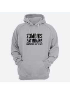 Толстовка с капюшоном с принтом "Zombies eat brains. Don't worry you are safe."