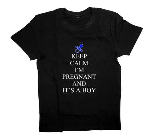 Футболка для беременных с надписью "Keep calm I`m pregnant and it`s a boy"