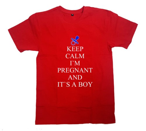 Футболка для беременных с надписью "Keep calm I`m pregnant and it`s a boy"