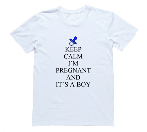 Футболка для беременных с надписью "Keep calm I`m pregnant and it`s a boy"