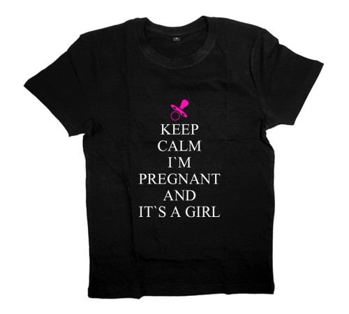 Футболка для беременных с надписью "Keep calm I`m pregnant and it`s a girl"