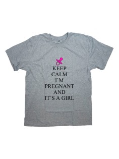Футболка для беременных с надписью "Keep calm I`m pregnant and it`s a girl"