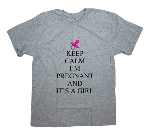 Футболка для беременных с надписью "Keep calm I`m pregnant and it`s a girl"