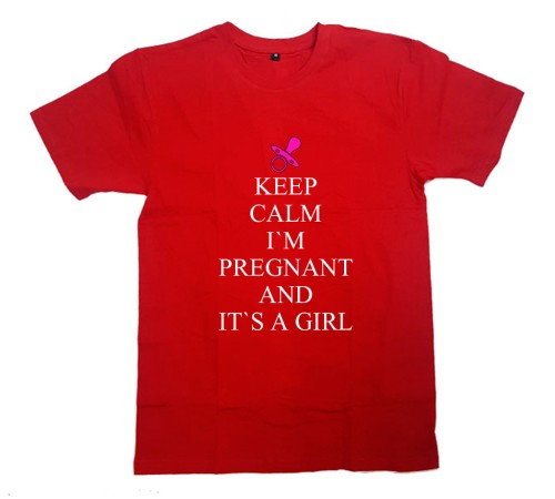 Футболка для беременных с надписью "Keep calm I`m pregnant and it`s a girl"