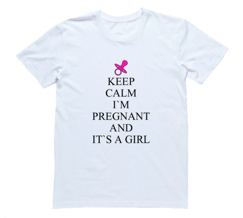 Футболка для беременных с надписью "Keep calm I`m pregnant and it`s a girl"