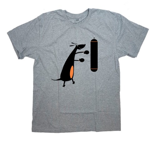 Футболка для боксеров с принтом "Собака с боксерской грушей"