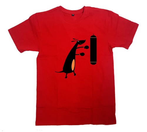 Футболка для боксеров с принтом "Собака с боксерской грушей"