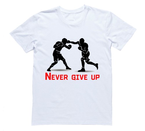 Футболка для боксеров с принтом и надписью "Never give up"