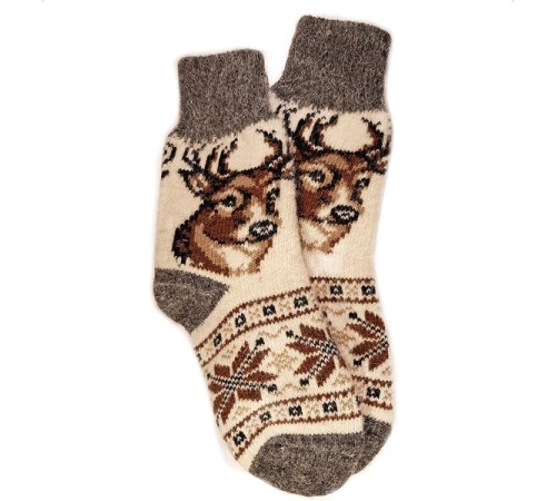 Носки шерстяные, женские, с оленем, размер 35-39