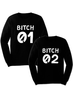 Парные свитшоты "BITCH 01 & BITCH 02"