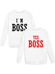 Парные свитшоты с надписью "I'm Boss&Yes Boss"