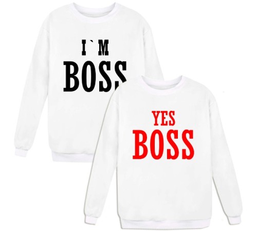 Парные свитшоты с надписью "I'm Boss&Yes Boss"