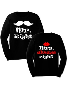 Парные свитшоты с надписью "Right&Always Right"