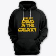 Толстовка с капюшоном с прикольной надписью "Best dad in the galaxy"