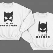 Парные свитшоты для влюбленных "I am his Catwoman (Я его женщина-кошка)"/"I am her Batman (Я ее бэтмен)"