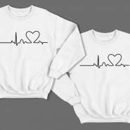 Парные свитшоты для влюбленных с изображением сердца на линии пульса
