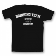 Прикольная футболка с принтом Moscow State University DRINKING TEAM