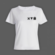 Женская прикольная футболка с маленьким принтом Икс Треугольник Куб
