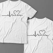 Парные футболки для влюбленных с изображением сердца на линии пульса