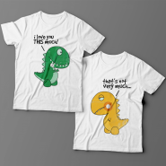 Парные футболки для влюбленных с изображениями динозавриков и надписью  