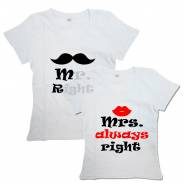 Парные футболки с надписью "Right&Always Right"